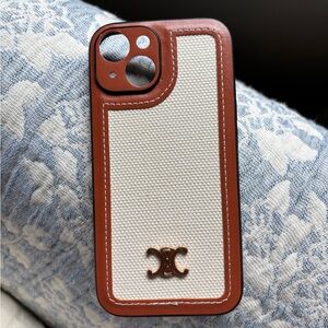Luxury Brown and White iPhone 15 Case
